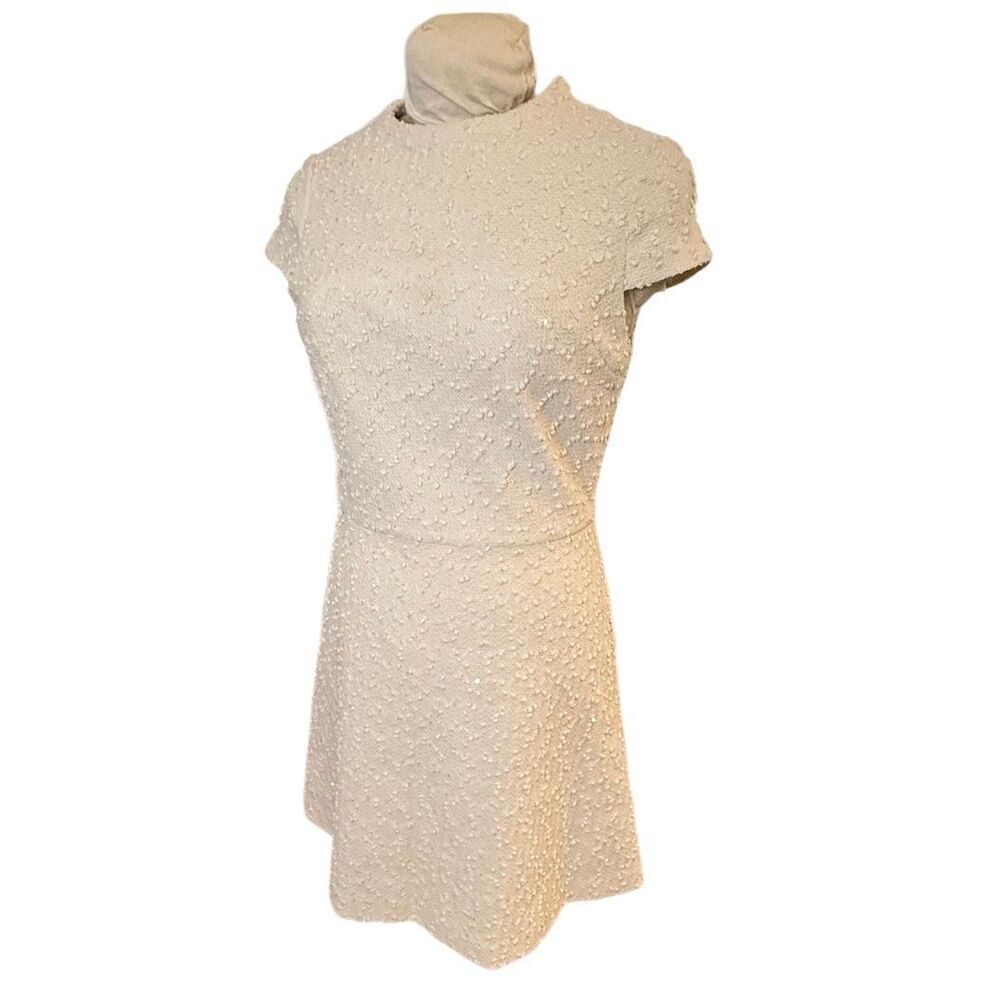 Vince Camuto Ivory Boucle Cap Sleeve A-Line Mini Dress